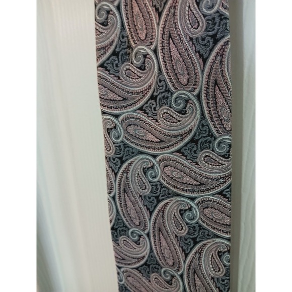 PRONTO UOMO Men's 100% Silk Necktie Tie Gray Paisley Handmade - Picture 1 of 5